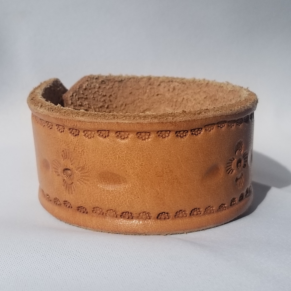 Floral leather cuff